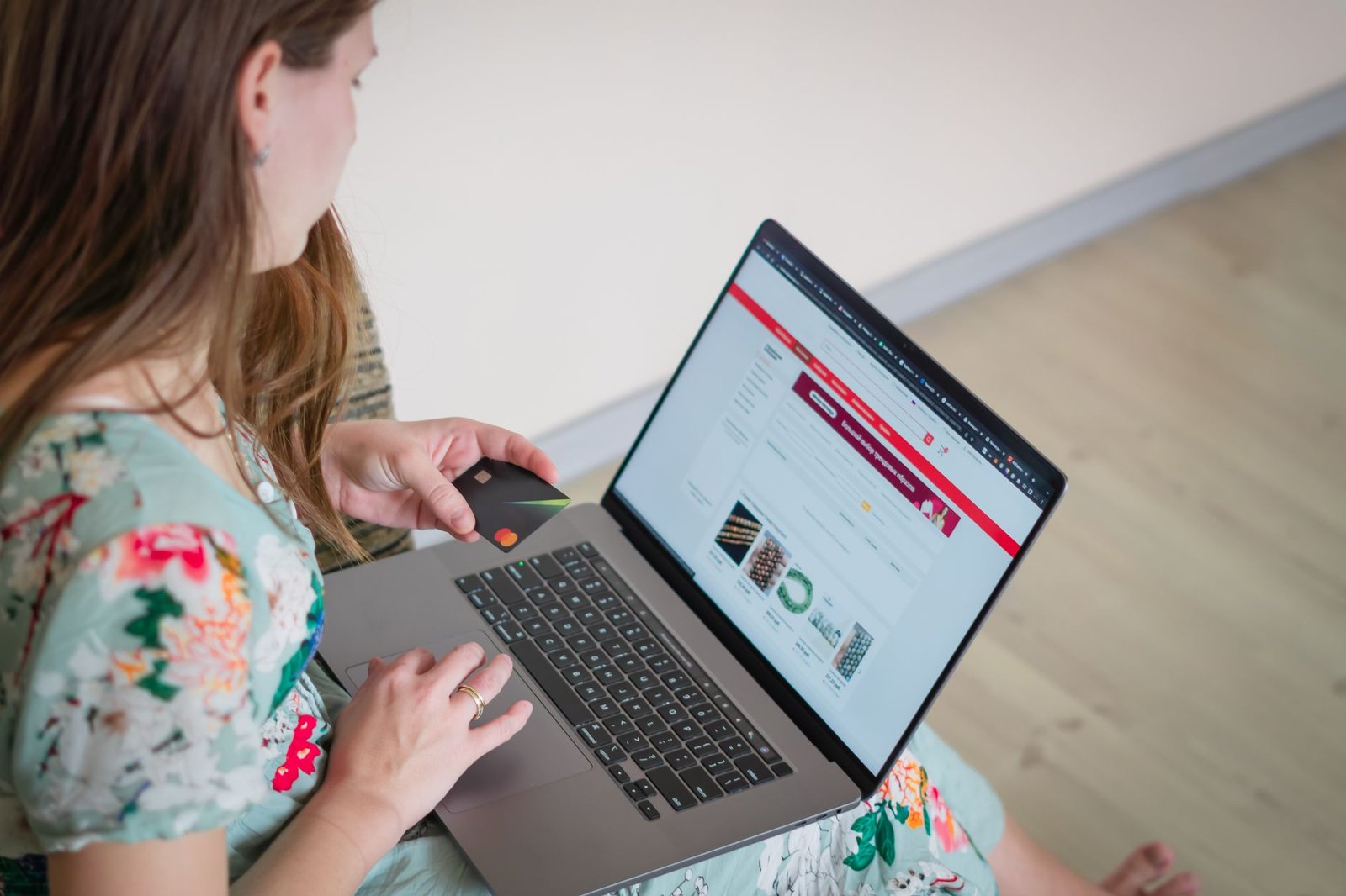 a woman shopping online