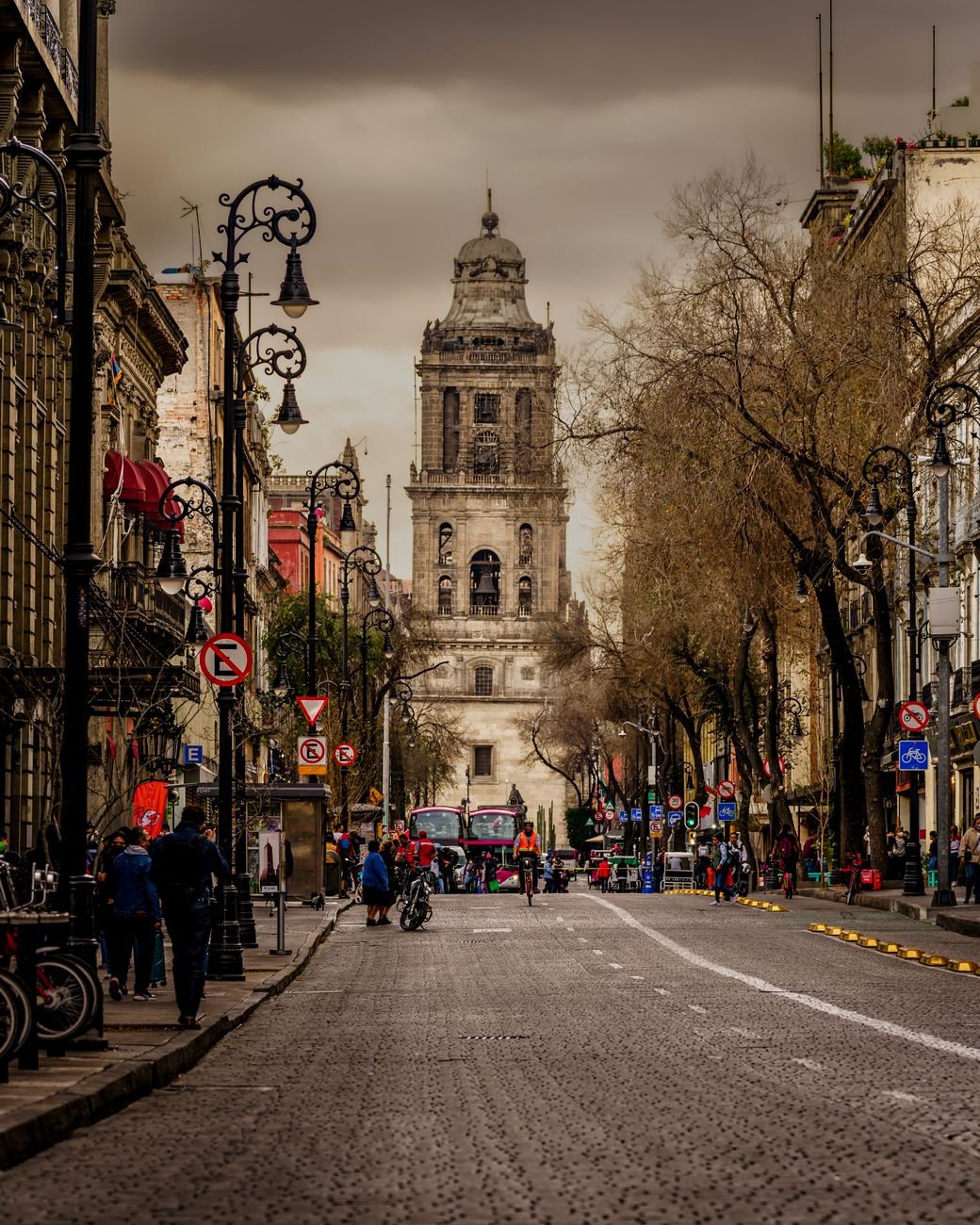 a view of the bell tower of the metropolitan cathedral in mexico city mexico