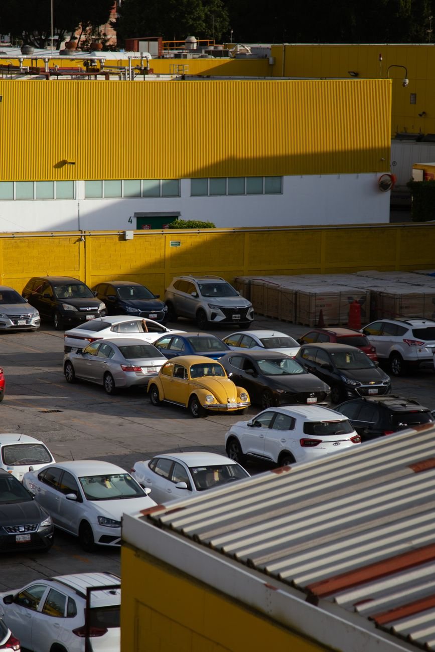 colorful urban parking lot at daytime