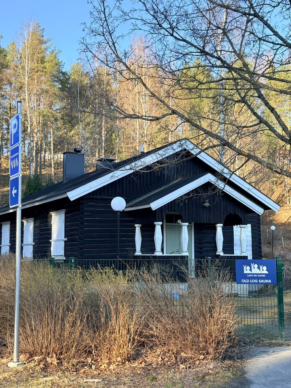 old log sauna in spring lahti finland
