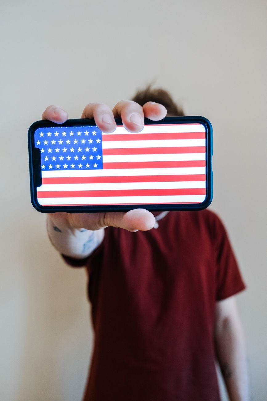 us flag on touchscreen