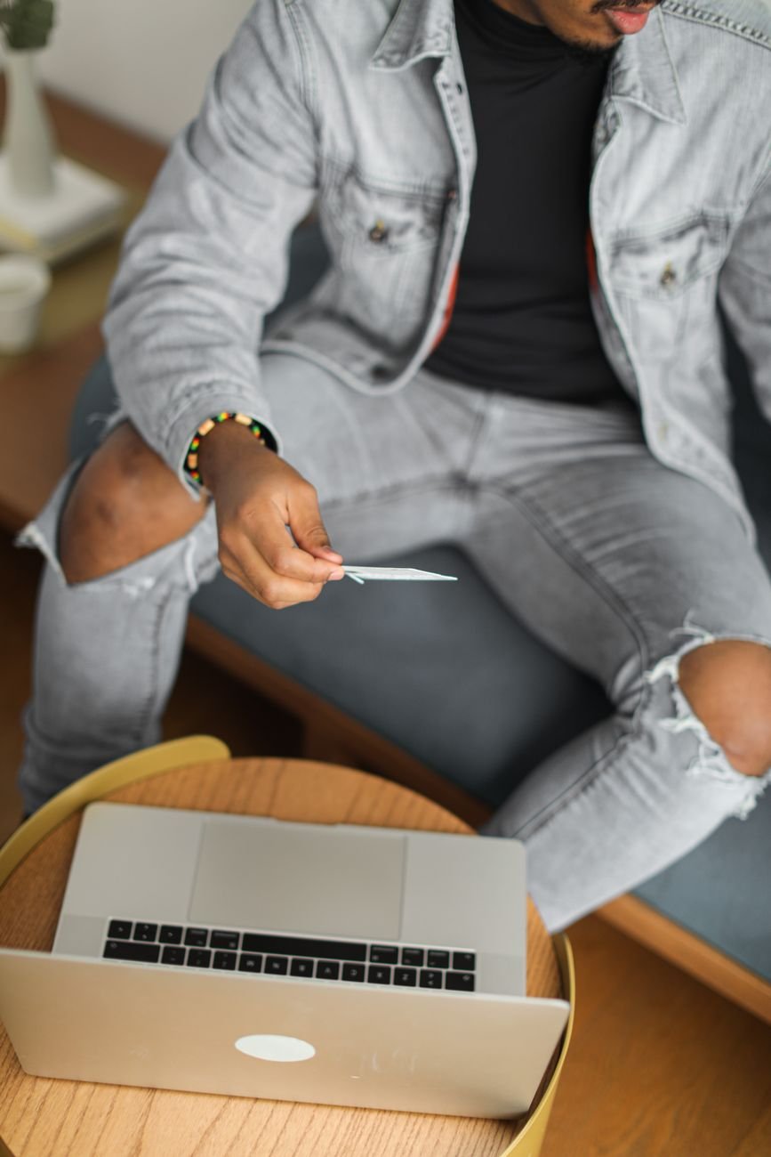 overhead shot of a person online shopping