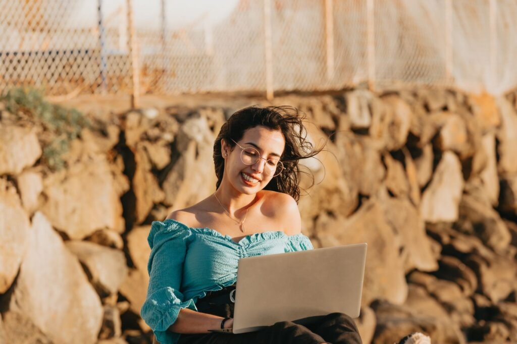 woman using a laptop